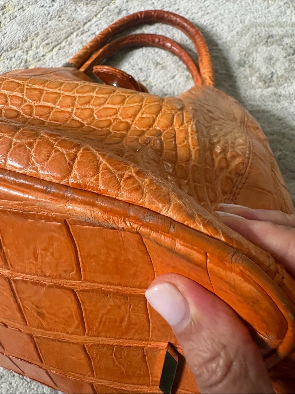 Colombo Via Della Spiga Orange Crocodile Leather Bag
